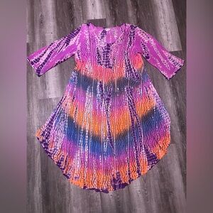 Shoreline Vibrant Tie-Dye Tunic Dress boho vibe beach style